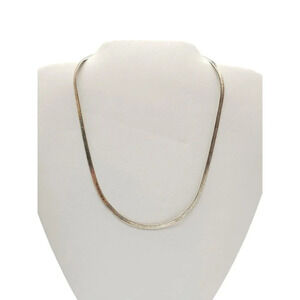 925 Sterling Silver Herringbone Chain Necklace Spring Ring Closure Gold Tone (G)
